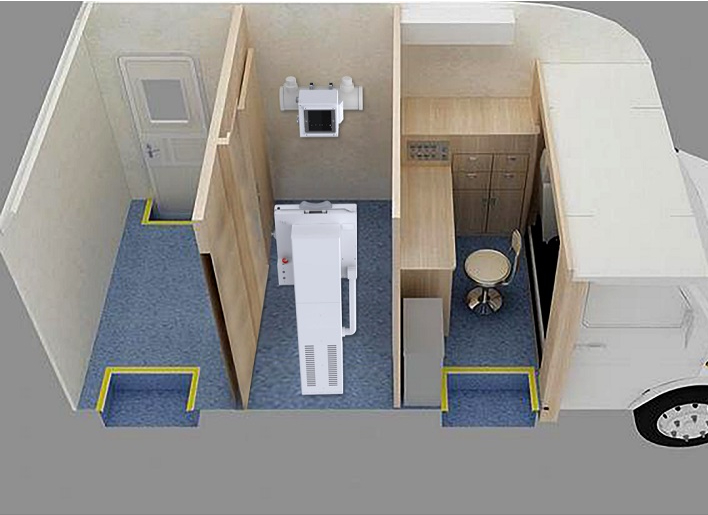 車載DR的應用場所：體檢車、醫療車、方艙醫院等
